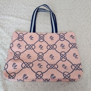 Estee Lauder Pink & Navy Rope Knots Tote Bag & 1 Addl Bag Western Nautical